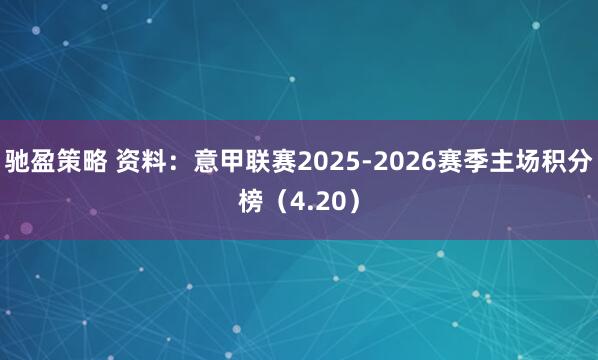 驰盈策略 资料：意甲联赛2025-2026赛季主场积分榜（4.20）
